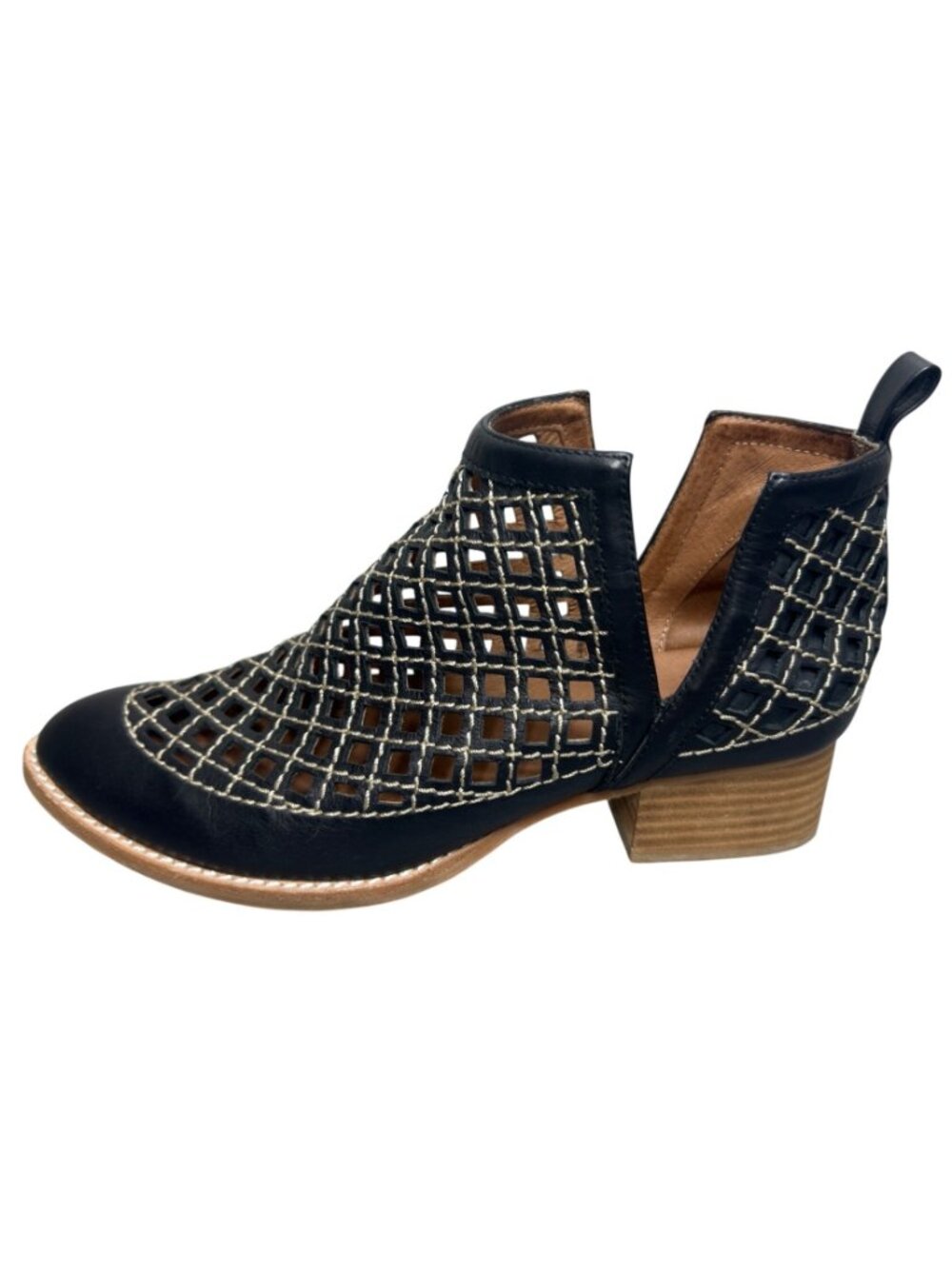 Jeffrey Campbell Taggart Cutout Booties Women 8 Black Leather Woven Boho Artisan - Picture 3 of 8